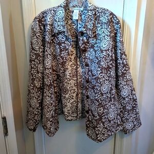 Brown and white denim jacket